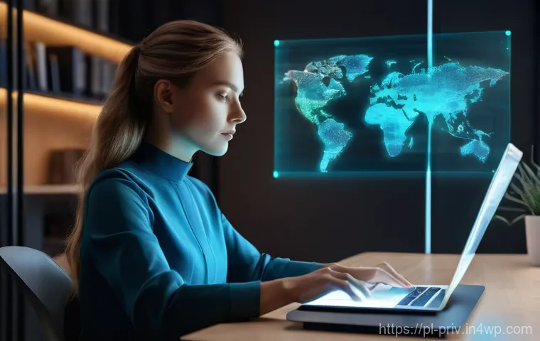 데이터 프라이버시 관련 법적 요구사항 - The Empowered User with a Digital Shield**
A photorealistic image of a young Polish woman, mid-20s, ...
