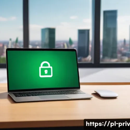 Home 32 안전한 웹 브라우징을 위한 팁 - A detailed digital illustration of a Polish user sitting at a modern desk with a laptop displaying a...