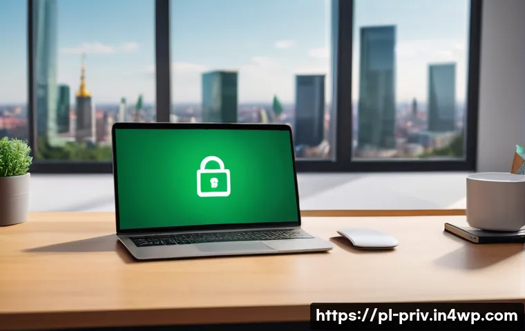 안전한 웹 브라우징을 위한 팁 - A detailed digital illustration of a Polish user sitting at a modern desk with a laptop displaying a...