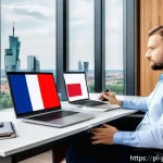 Home 23 클라우드 환경에서의 데이터 보호 전략 - A modern office environment in Poland with diverse professionals collaborating securely on cloud com...